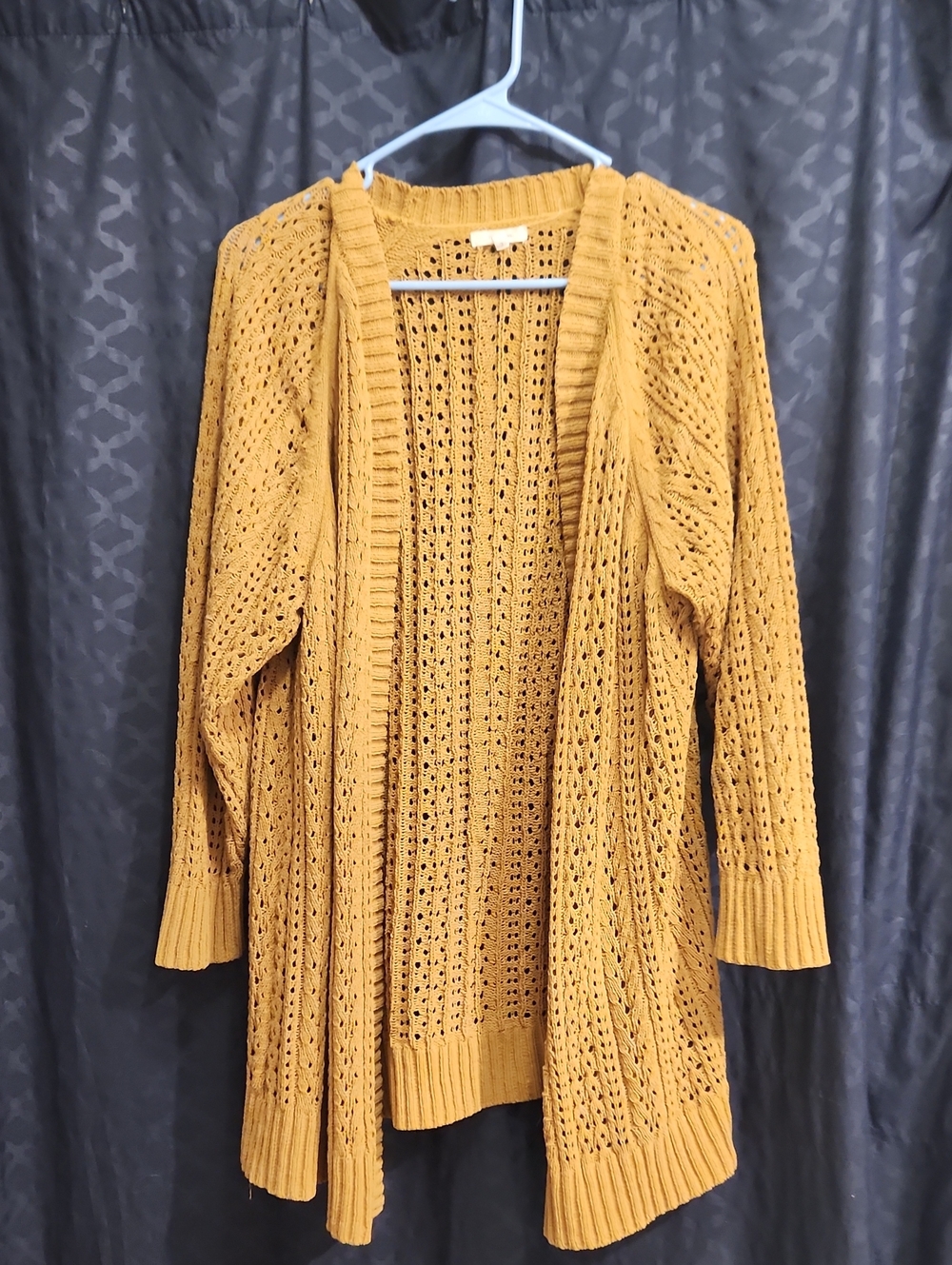 Maurices Mustard Open-Weave Cardigan Sweater